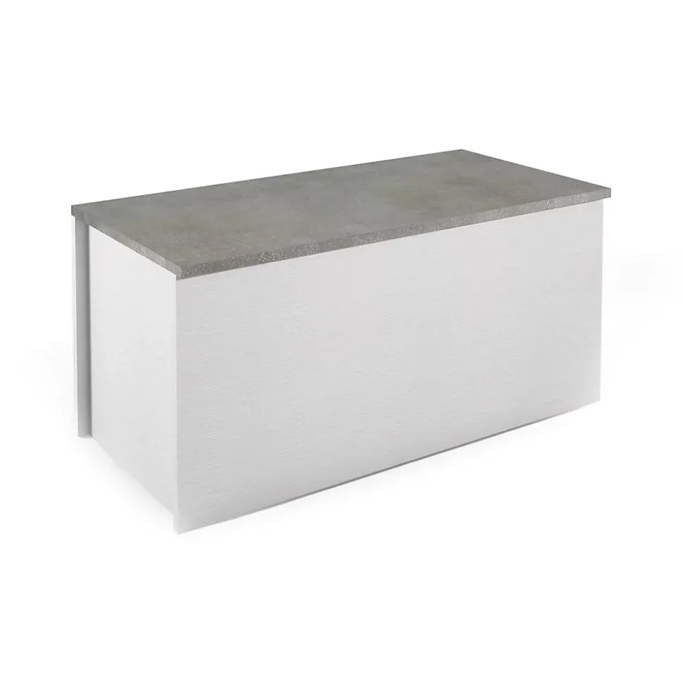 Malle Miltonia, Grande boîte de rangement polyvalente, Coffre moderne, 100% Made in Italy, 90x45h45 cm, Blanc et Ciment
