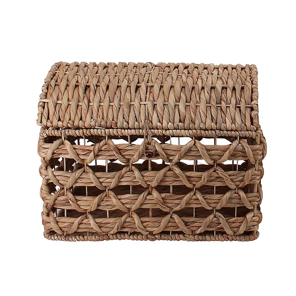 Malle rectangulaire en fibres naturelles Ornami avec couvercle taille M