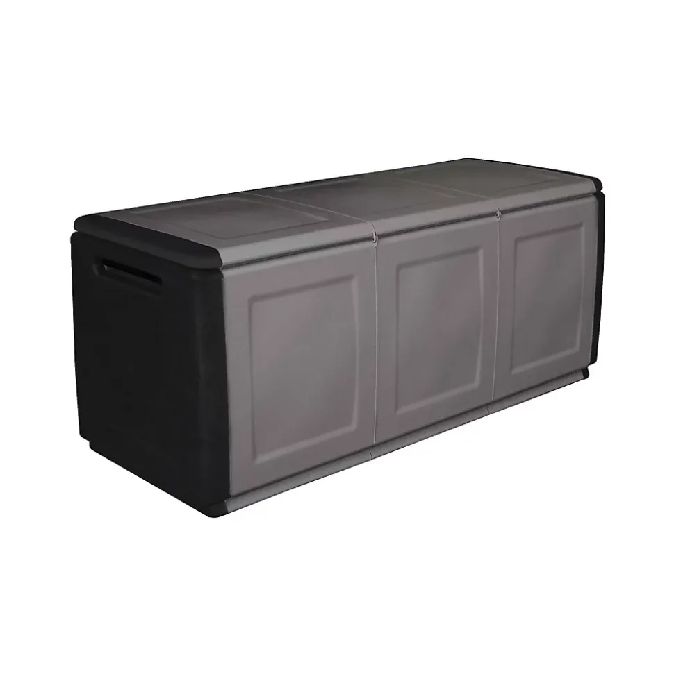 Malle Zele, Coffre polyvalent, Coffre de rangement, Boîte de rangement, 100% Made in Italy, 138x53h57 cm, Gris clair et noir