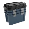 Malles de rangement 60 L Keter bleu et noir avec couvercles, 3 pièces