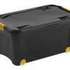 Malles de rangement 43 L noir et jaune avec couvercles, 3 pièces