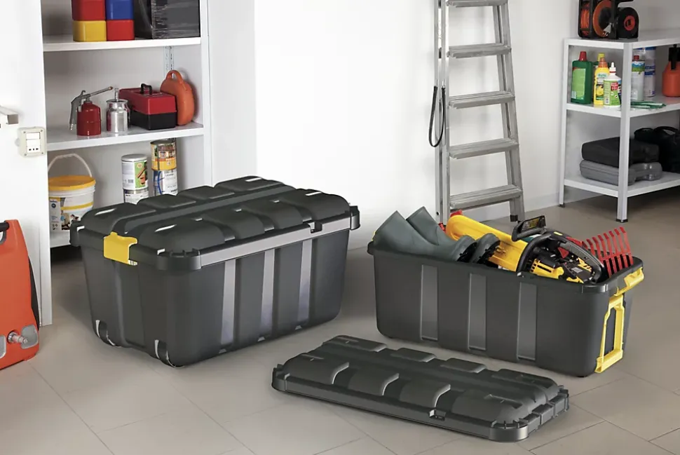 Malles de rangement 111 L Skyda Form noir avec couvercles, 2 pièces
