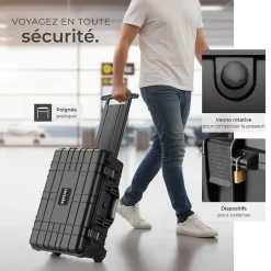 Mallette pour appareil photo avec une coque dure robuste noir