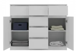 MALWA - Commode 6 tiroirs et 2 portes - 100x120x40 - chambre/bureau/salon - Blanc