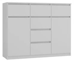 MALWA - Commode 6 tiroirs et 2 portes - 100x120x40 - chambre/bureau/salon - Blanc