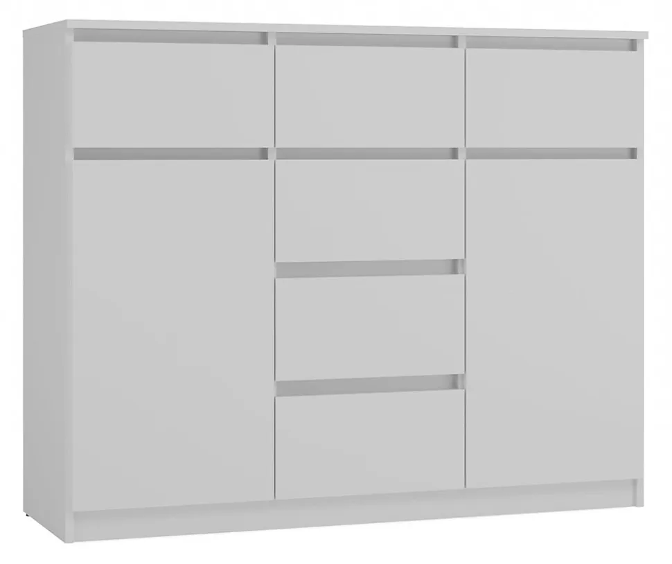 MALWA - Commode 6 tiroirs et 2 portes - 100x120x40 - chambre/bureau/salon - Blanc