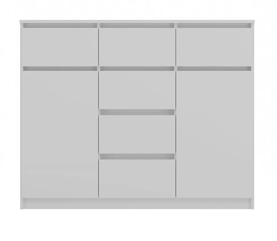 MALWA - Commode 6 tiroirs et 2 portes - 100x120x40 - chambre/bureau/salon - Blanc