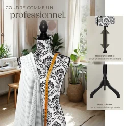 Mannequin de couture Torse Femme Réglable en hauteur 133 - 168 cm