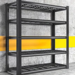 Mesh 185 - Étagère en métal 185x100x40 cm avec 5 tablettes en treillis capacité de charge 1365 kg noir
