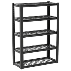 Mesh 185 - Étagère en métal 185x100x40 cm avec 5 tablettes en treillis capacité de charge 1365 kg noir