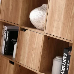 Meuble 9 cases avec 5 portes décor bois L89cm - MODU