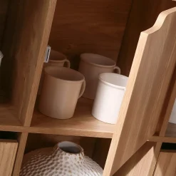 Meuble 9 cases avec 5 portes décor bois L89cm - MODU