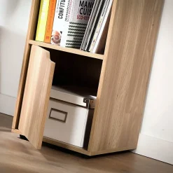 Meuble 4 cases décor bois 2 portes - Modu