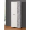 Meuble à chaussure 2 portes décor béton et blanc - CLASS