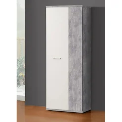 Meuble à chaussure 2 portes décor béton et blanc - CLASS