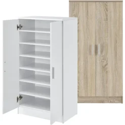Meuble à Chaussure avec 7 Surfaces de Stockage 108 x 55 x 35 cm Effet Chêne en.casa