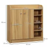 Meuble à chaussures - armoire à chaussures 2 portes 3 étagères 4 niches plateau aspect bois naturel