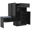 Meuble à Chaussures - Banc avec Assise Rembourrée et Portes Abattantes Soft-Close, Étagères Réglables - 130 x 35 x 110 cm - Noir