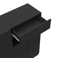 Meuble à Chaussures - Banc avec Assise Rembourrée et Portes Abattantes Soft-Close, Étagères Réglables - 130 x 35 x 110 cm - Noir
