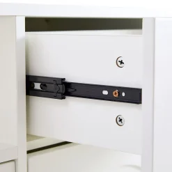 Meuble à chaussures 120 cm avec 3 portes courbes, 1 tiroir et poignées métal, finition blanche moderne