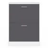 Meuble à chaussures 12 paires KLARK blanc 2 portes grises