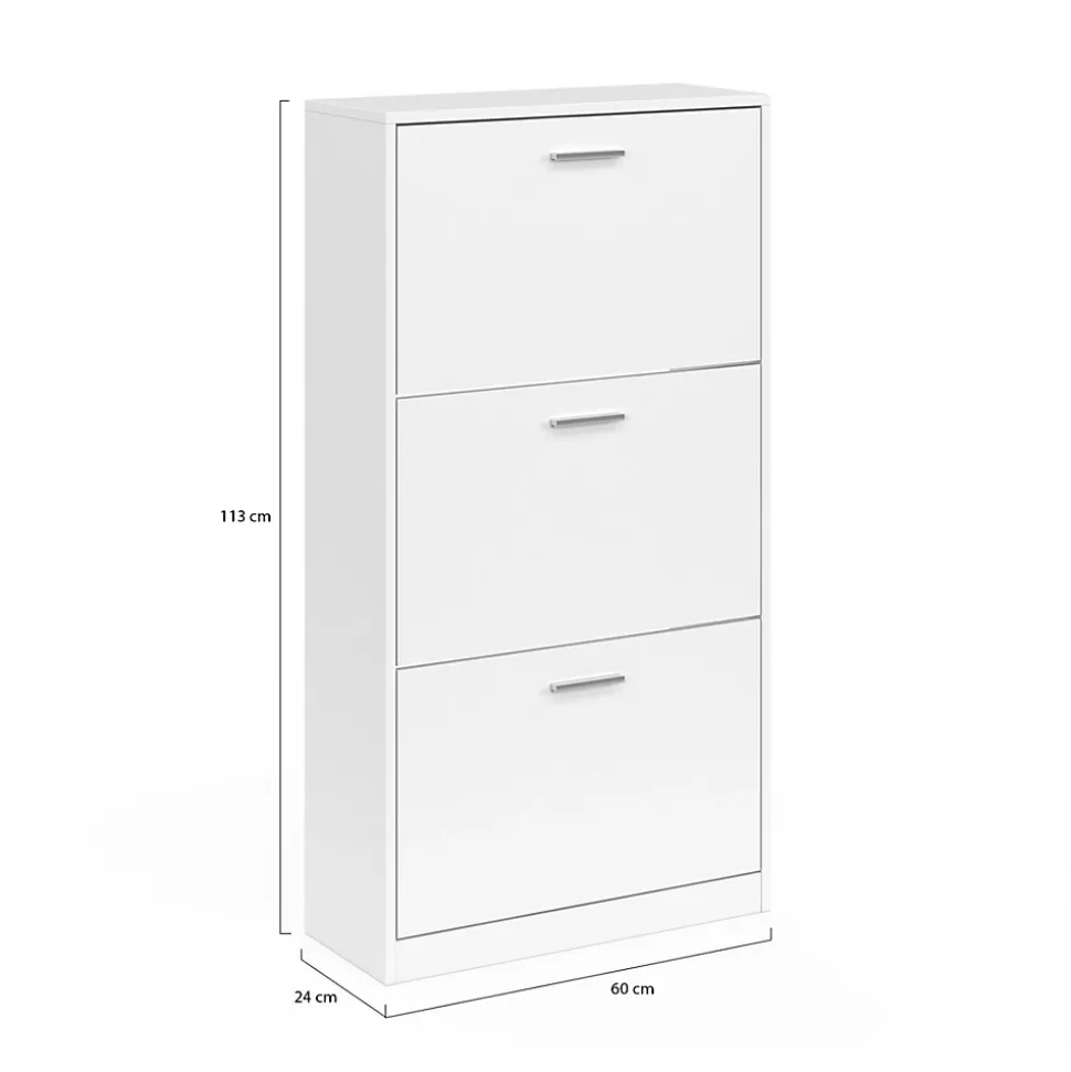 Meuble à chaussures 18 paires KLARK 3 portes blanc