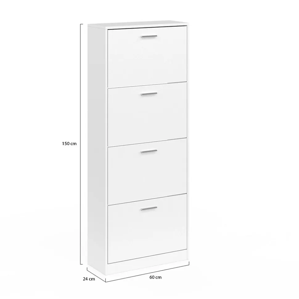 Meuble à chaussures 24 paires KLARK 4 portes blanc
