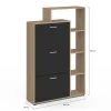 Meuble à chaussures 18 paires KLARK imitation hêtre 3 portes noires avec étagère