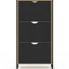 Meuble à chaussures 18 paires BOSTON 3 portes noires design industriel