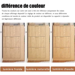 Meuble à Chaussures 3 Portes avec Niche Ouverte, Meuble d'Entrée Design Moderne en MDF - 70x23,5x115 cm - Bois Naturel