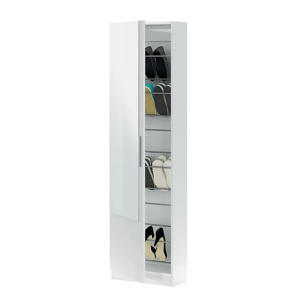 Meuble à chaussures 1 porte avec miroir - H180 cm