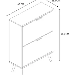 Meuble à chaussures 2 portes blanc et bois