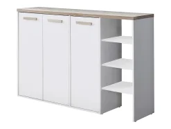 Meuble à chaussures 3 portes et 3 niches - Blanc et Naturel clair - SKAIDO