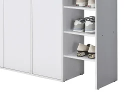 Meuble à chaussures 3 portes et 3 niches - Blanc et Naturel clair - SKAIDO