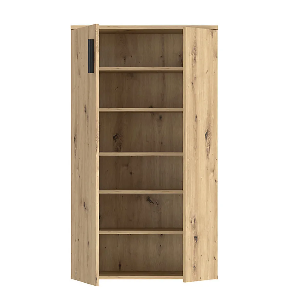Meuble à chaussures 2 portes décor bois de chêne rustique - AMELIE