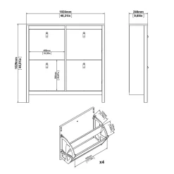 Meuble à chaussures Actinidia, Meuble à chaussures, Armoire d'entrée polyvalente, Rangement pour chaussures, 103x25 h103 cm, Blanc