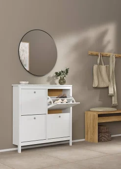 Meuble à chaussures Actinidia, Meuble à chaussures, Armoire d'entrée polyvalente, Rangement pour chaussures, 103x25 h103 cm, Blanc