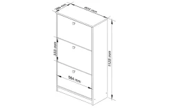 Meuble à chaussures AKORD Blanc 60 cm 3 portes façade Blanche 3 étagères 60x28,5x113 cm