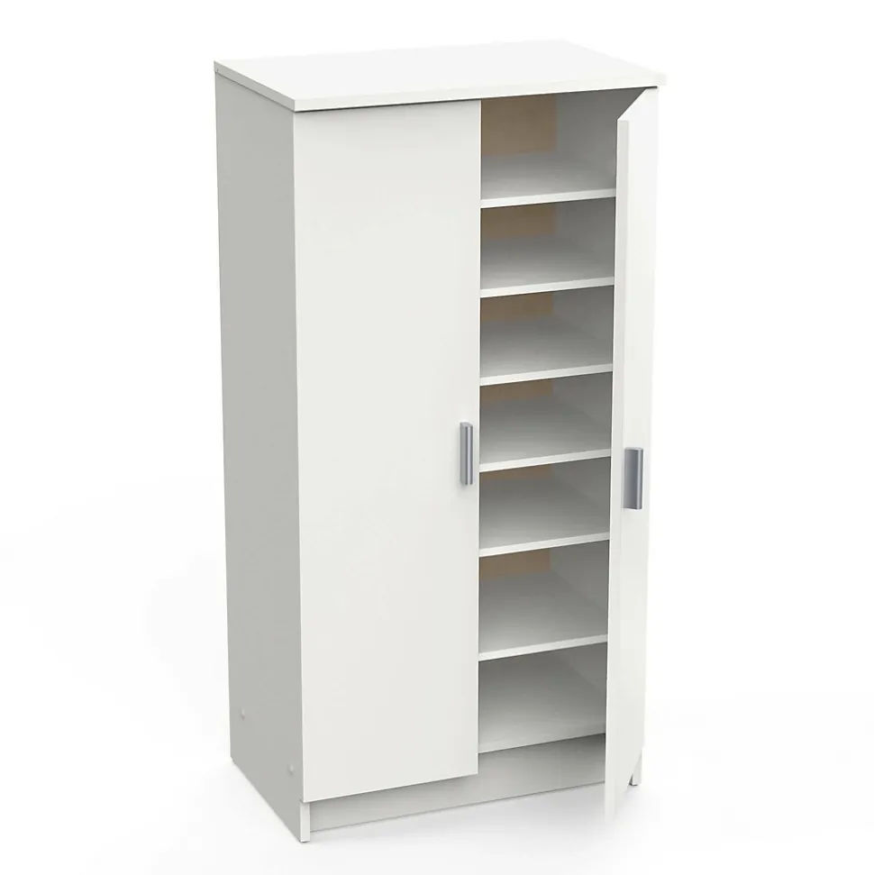 Meuble à chaussures Alcudia, Etagere à chaussures peu encombrante, Armoire polyvalente avec 5 Etageres, 55x36h108 cm, Blanc