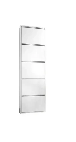 Meuble à chaussures Alginet, Etagere à chaussures peu encombrante, Etagere à chaussures en métal 5 portes, 50x15h169 cm, Blanc