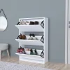 Meuble à chaussures Aurskog 110 x 74 x 24 cm blanc en.casa