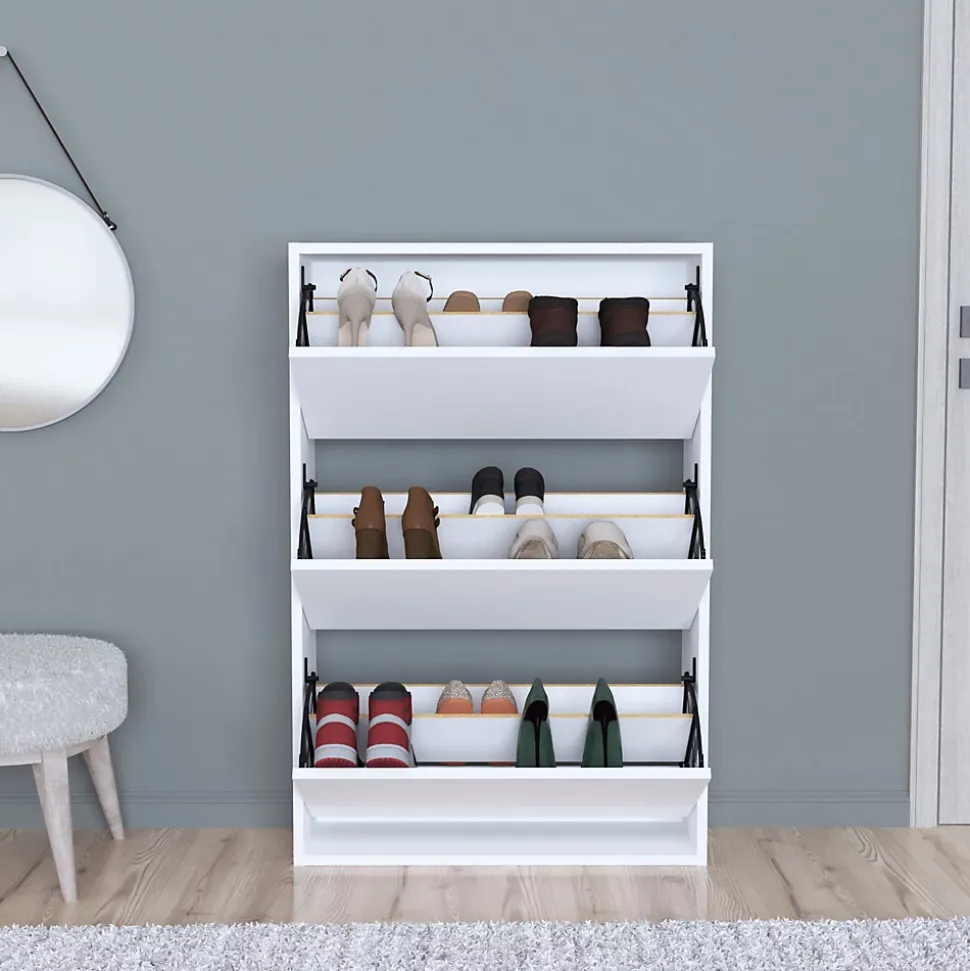 Meuble à chaussures Aurskog 110 x 74 x 24 cm blanc en.casa