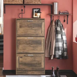 Meuble à Chaussures avec 3 Abattants pour Entrée Couloir, FSR137-L-F, SoBuy