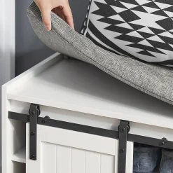 Meuble à Chaussures avec 6 Compartiment, Porte de Grange Coulissante, FSR133-W, SoBuy