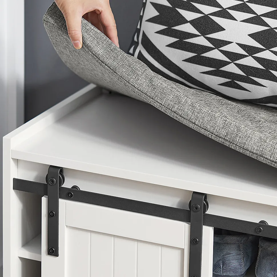 Meuble à Chaussures avec 6 Compartiment, Porte de Grange Coulissante, FSR133-W, SoBuy