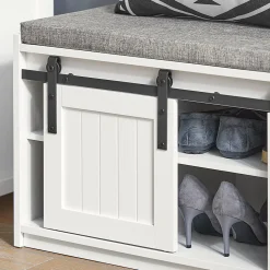 Meuble à Chaussures avec 6 Compartiment, Porte de Grange Coulissante, FSR133-W, SoBuy
