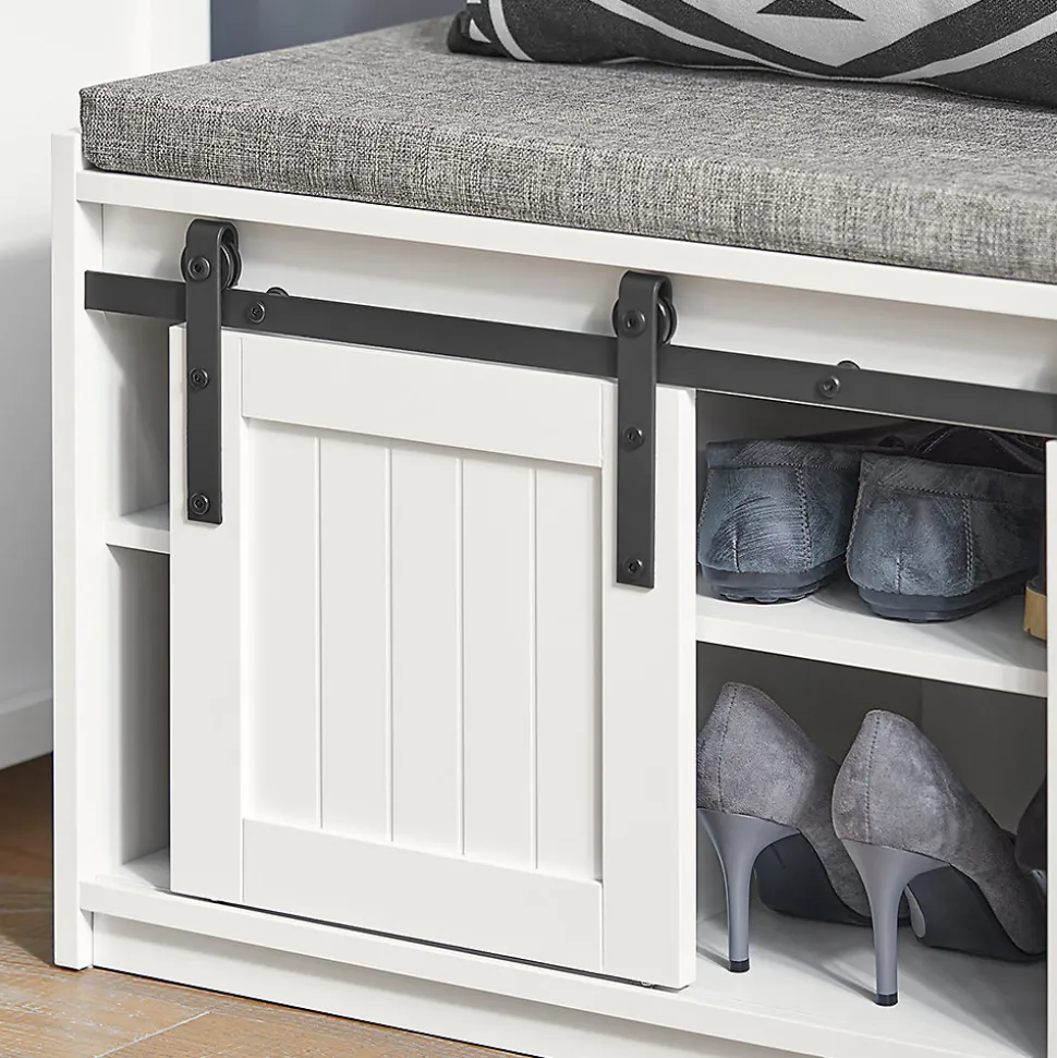 Meuble à Chaussures avec 6 Compartiment, Porte de Grange Coulissante, FSR133-W, SoBuy