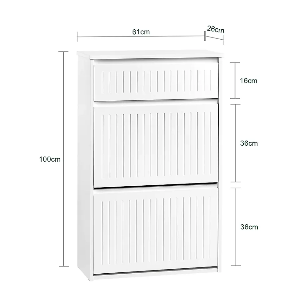 Meuble à Chaussures avec 2 Abattants 1 Tiroir Séparateur Réglable, FSR165-W, SoBuy