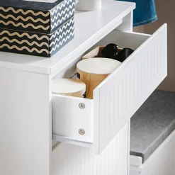 Meuble à Chaussures avec 2 Abattants 1 Tiroir Séparateur Réglable, FSR165-W, SoBuy