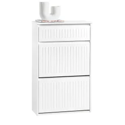 Meuble à Chaussures avec 2 Abattants 1 Tiroir Séparateur Réglable, FSR165-W, SoBuy